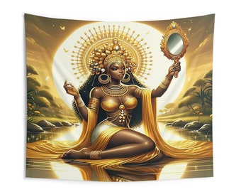 Tapiz - Oshun / Panel De Trono / Regla De Ocha / Tapiz colgante de pared / Impresión de arte de pared / Arte de pared de decoración del hogar / Santería / Regalo espiritual