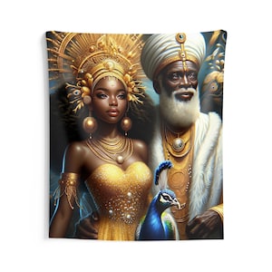 Tapisserie - Oshun Obatala | Regla De Ocha | tenture murale | Impression d&#39;art mural | Décoration murale d&#39;intérieur | Santéria | Cadeau spirituel