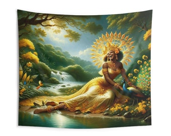 Tapiz - Oshun / Panel De Trono / / Regla De Ocha / Impresión de arte de pared / Tapices de arte de pared / Arte de pared de decoración del hogar / Arte de pared / Arte espiritual