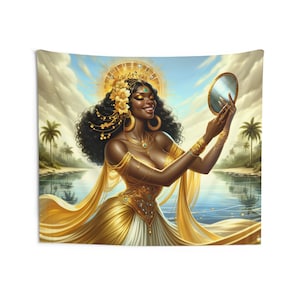 Tapisserie - Oshun | Panneau De Trono | Regla De Ocha | Tapisserie murale | Impression d’art mural | Art mural de décoration intérieure | Santéria | Don spirituel