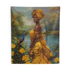 Wandtapijt - Oshun | Paneel De Trono | | Regla De Ocha | Muurkunstafdruk | Wandtapijten | Woondecoratie muurkunst | Muurkunst | Spirituele kunst