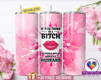 Roze Tumbler Wrap, Sublimatie 20 oz Skinny Design, Funny Tumbler PNG, Bitch Tumbler Digitale Download, Je moet mijn lul man ontmoeten