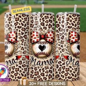 Baseball Mama Tumbler Wrap 20 oz Skinny Tumbler Sublimation Design, Digital Download, Sports Mom, Baseball Wrap PNG, Seamless 20oz