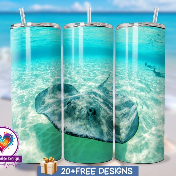 Stingray City Grand Cayman Island 20 oz Tumbler png, Ocean Tumbler Design, Ocean Life Tumbler Wrap, 20 oz Skinny, Instant Download