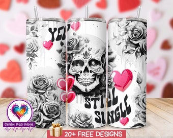 Yep Still enkele skelet beker wrap: valentijns schedel ontwerp (digitale download)