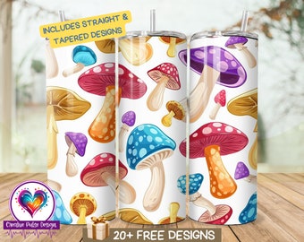 Mushroom Forest Tumbler Wrap 20 Oz Skinny Tumbler PNG Mushroom Tumbler ...