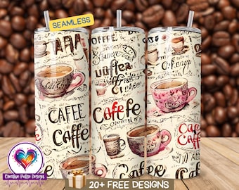 Involucro per bicchiere da caffè: stampa a sublimazione sottile senza cuciture da 20 once (download digitale)