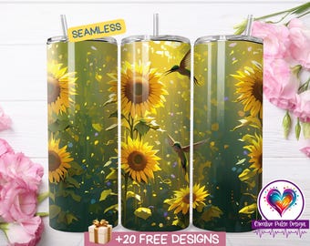 Omslagdoek zonnebloem kolibrie: bloemensublimatieontwerp (digitale download)