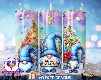 Kerstkabouterverpakking 20 oz beker: wintersublimatieontwerp (digitale download)