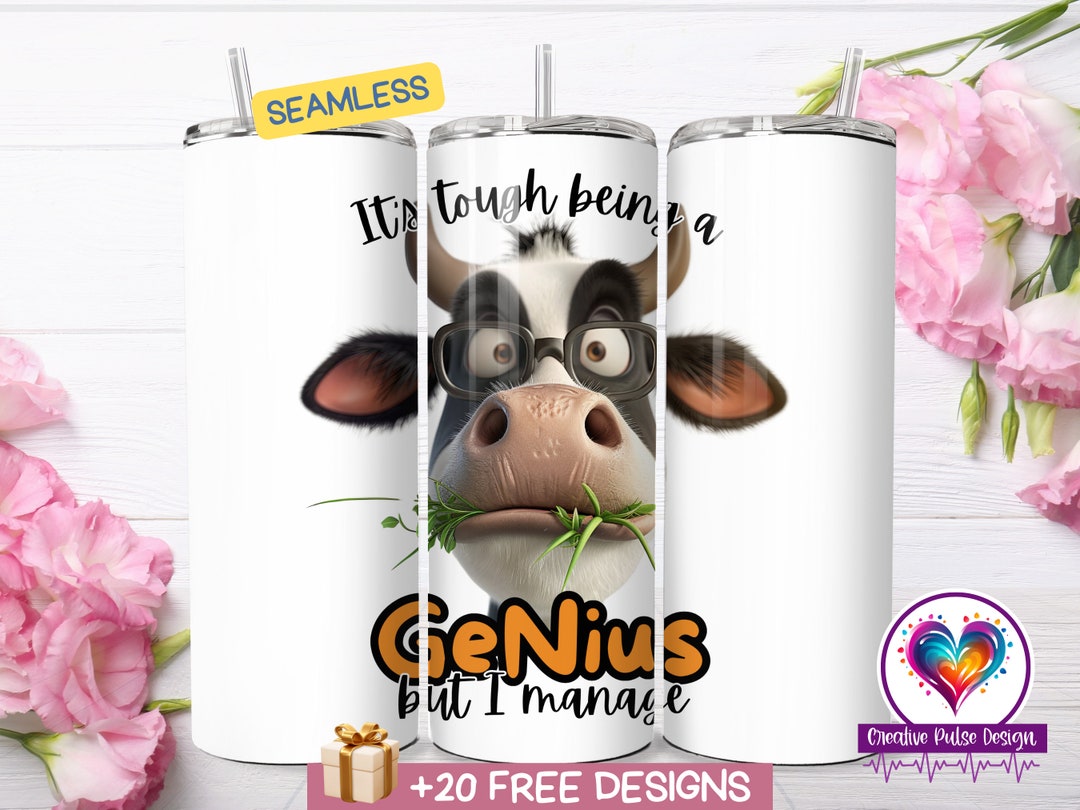 Sarcastic Genius Cow Tumbler Wrap: Funny PNG Design (digital Download ...