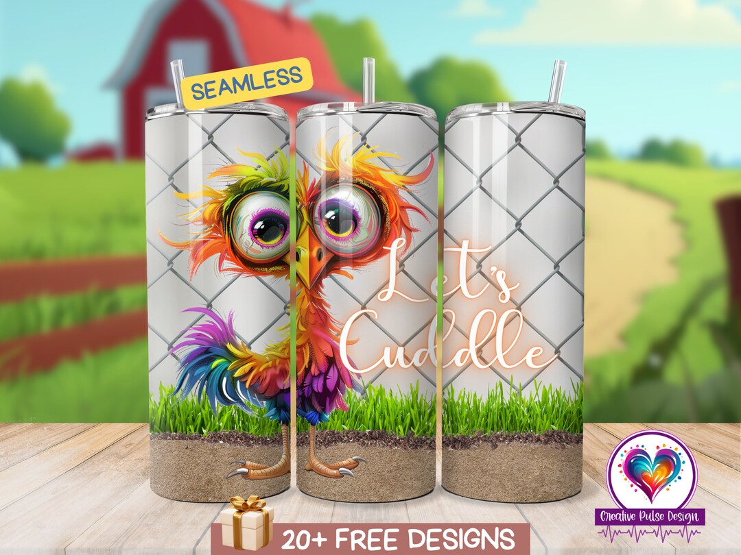 Colorful Chicken Tumbler Wrap, Sublimation Design for 20 Oz Skinny ...