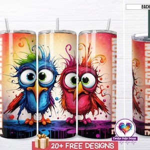 Soy un vaso de edición limitada de 20 oz, diseño divertido de envoltura de vaso de sublimación, descarga digital, pájaros de dibujos animados locos PNG