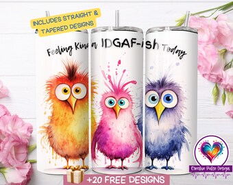 Tumbler Wrap con uccello sarcastico: design divertente IDGAF (download digitale)