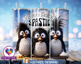 Bicchiere da 20 once con pinguino divertente: design con citazione sarcastica (download digitale PNG)