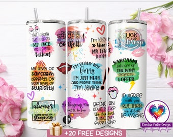 Sarcastic Quotes 20oz Tumbler Wrap: humoristisch pittig ontwerp (PNG-download)