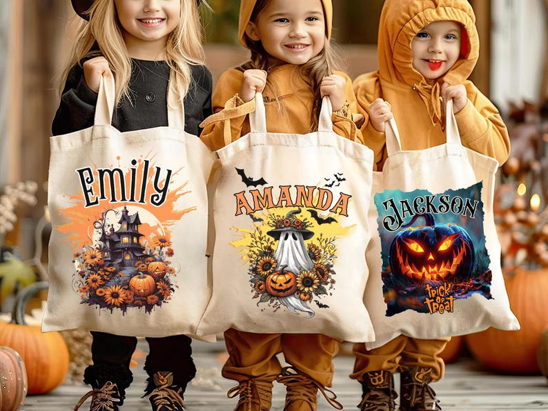 24 Cute Halloween Treat Bags With Handles – Boo Candy Store Ghost & Pumpkin Design, Pink & Orange Party Favor Bags For Kids Trick Or Treat - View #4