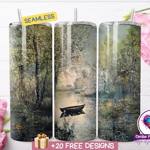 Monet Art Style Tumbler Wrap Design Digital Download for 20oz Skinny Tumbler Impressionist Watercolor Seamless Sublimation