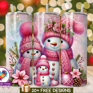Snowman Tumbler Wrap PNG: Winter Christmas Sublimation Design (Digital Download)