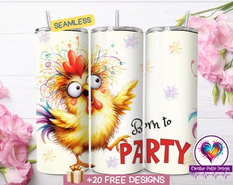 Lustiges Huhn Tumbler Wrap: 20 Unzen Sublimationsdesign (PNG Digital Download)