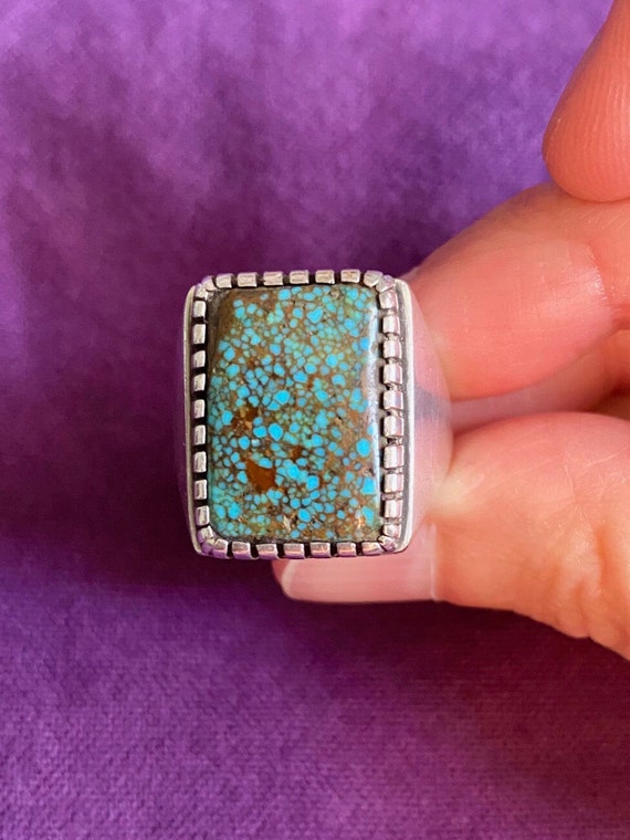Hopi- Bob Lomadapki-signed- Men's Silver Ring With Nevada