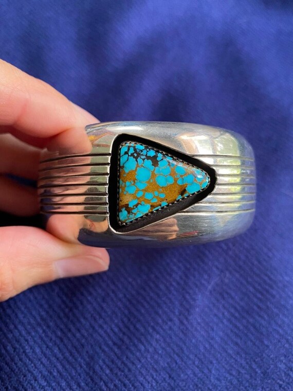 Incredible Vintage Native American Navajo Triangular Sterling Silver Bracelet Incredible Vintage Native American Navajo Triangular Sterling Silver Bracelet