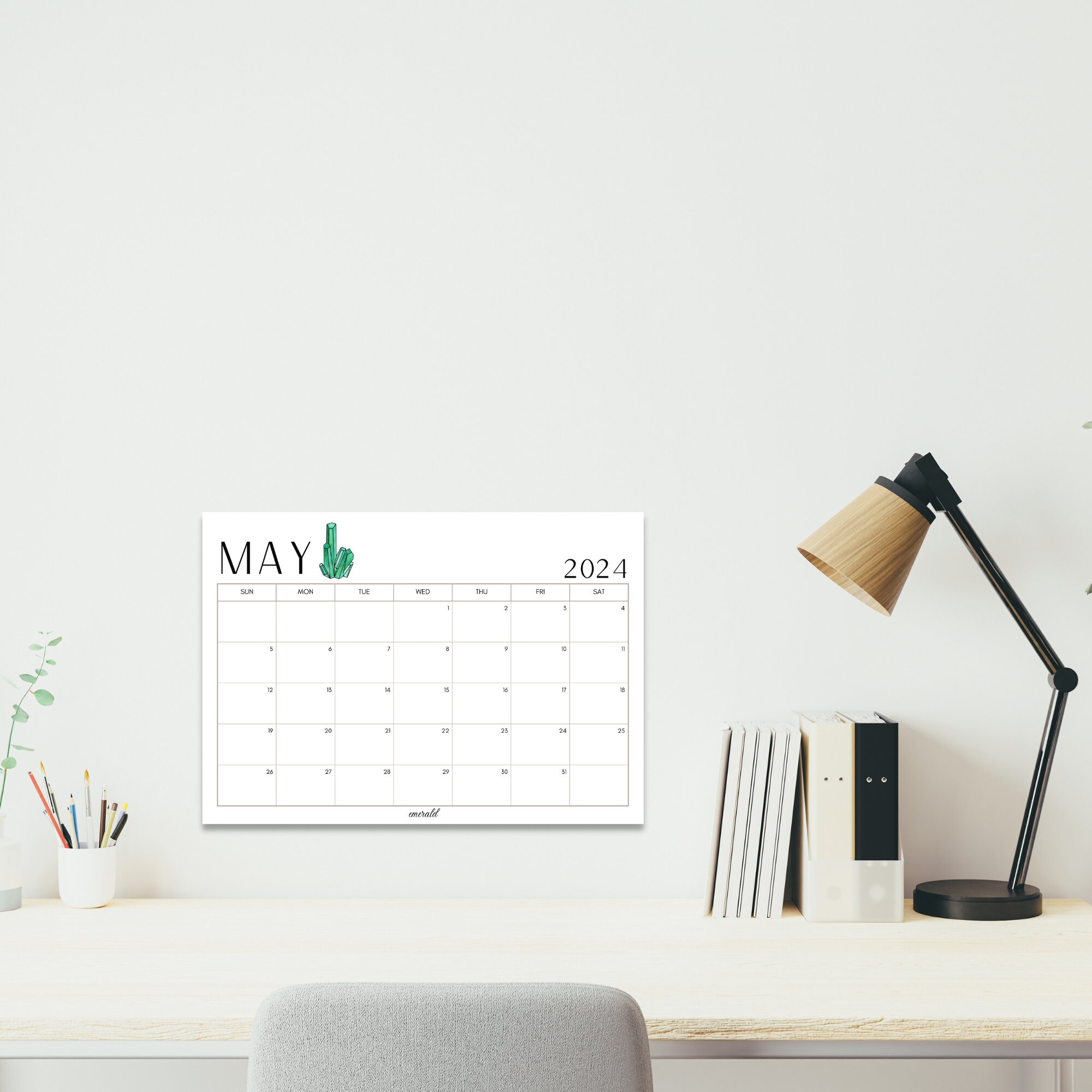 2024 Birthstone Calendar, Printable 2024 Calendar, Monthly Calendar