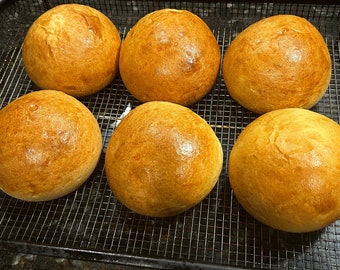 Sourdough Brioche Hamburger Buns for Hamburgers and Sandwiches, Made with 100% Butter (pack of 6)