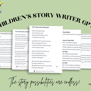 Children's Story Writer GPT - Magical AI-Powered Art and User Guide, Instant Download, DALL E, ChatGPT, Creative Writing Tool