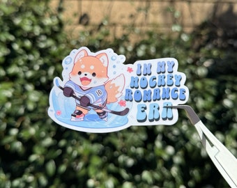 In My Hockey Romance Era Sticker with Shiba Inu, booktok, bookstagram, romance reader, kindle sticker, bookish sticker
