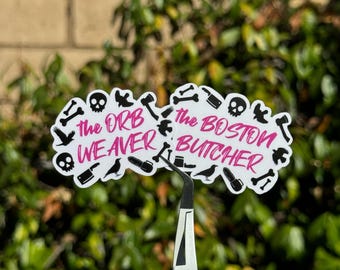 Butcher & Blackbird inspired vinyl stickers, the orb weaver, the boston butcher, dark romance sticker, kindle sticker, bookish sticker