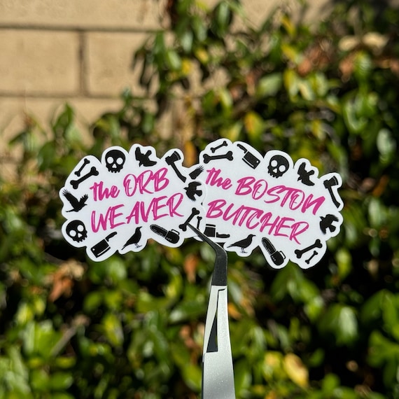 Butcher & Blackbird inspired vinyl stickers, the orb weaver, the boston butcher, dark romance sticker, kindle sticker, bookish sticker