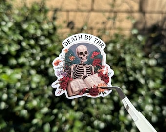 Muerte por pegatina TBR, pegatina esqueleto, lectura, booktok, bookstagram, lector de romance, pegatina kindle, pegatina librería