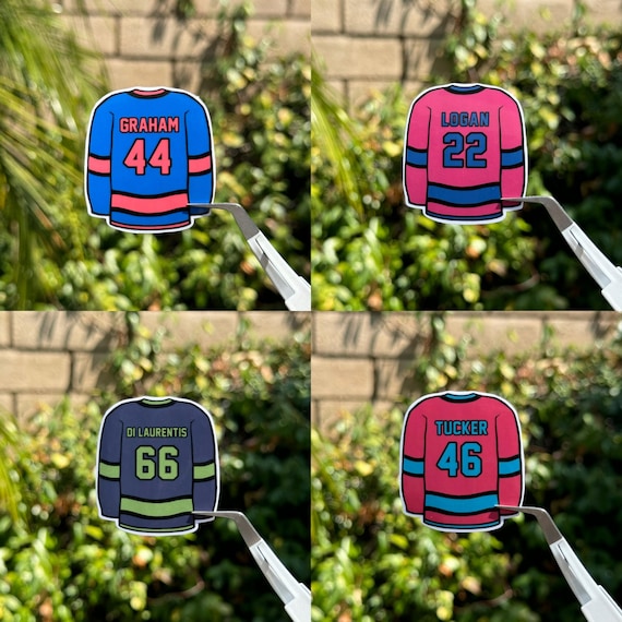 Off-Campus inspired jersey stickers, Garrett Graham, John Logan, Dean Di Laurentis, John Tucker, bookish sticker, kindle sticker, hockey