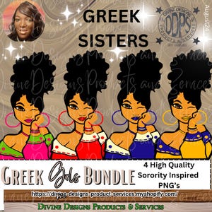Conjunto de imágenes prediseñadas de hermanas de la hermandad, imágenes prediseñadas de hermandad, paquete de imágenes prediseñadas de niñas griegas, álbum de recortes PNG, hermandad PNG, Divine Nine Girls Inspired
