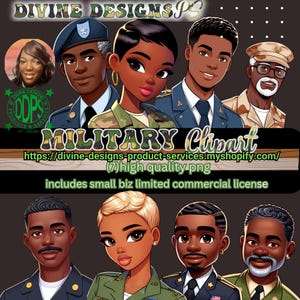 Military Clipart, Veteran PNG, Army Graphics, Black Military Art, Soldier Sublimation, African American Soldiers, Patriotic PNG Bundle.
