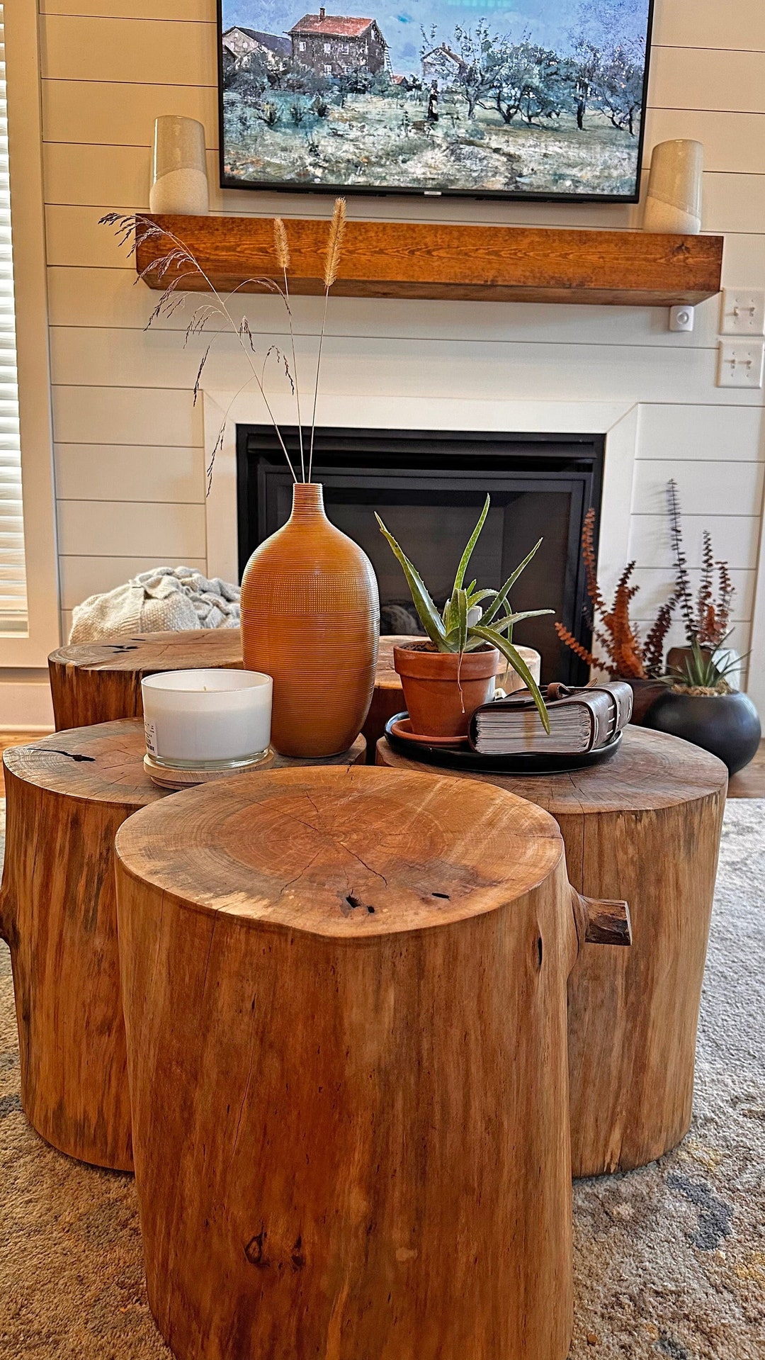 Handmade natural log tables etsy