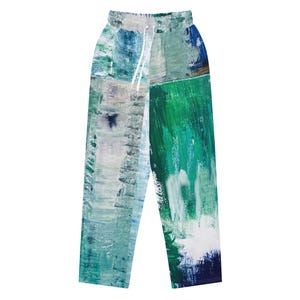 Artist Painted Design Wide Leg Pants with Pockets: Soft Lining & Relax Fit Comfy Joggers; Design from Original Painting by 13Katydids™