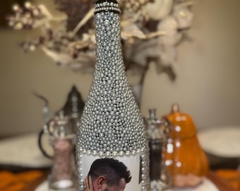 Personalized Rhinestone Champagne Bottle: Handmade Bachelorette Gift