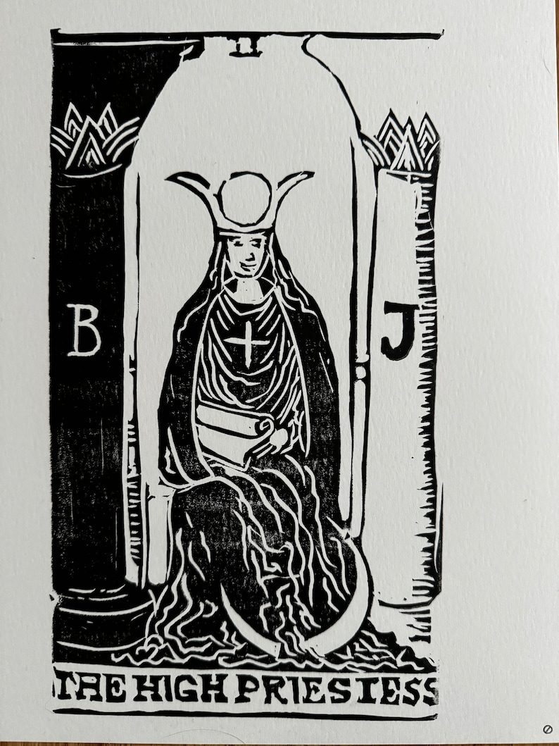 The High Priestess Tarot Linocut Print - Etsy