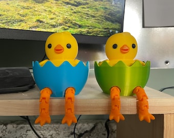 Bedårande 3D-utskriven påskkyckling – Söt vårdekor, påskkorgfyllning, anpassningsbart ägg, hylldekoration