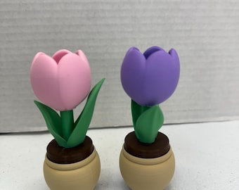 3D Printed Tulip Clicker - Faux Plant in Decorative Pot - Interactive Clicker Toy - Unique Home Decor & Stress Relief