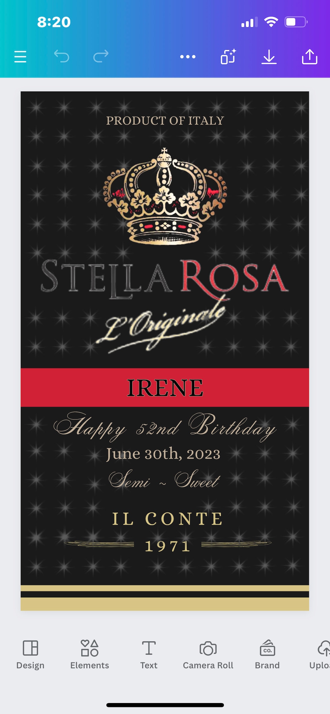 Stella Rosa Editable Label Stella Rose Wine Label, Customized, Gift for Her - Etsy