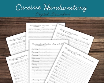 Cursive Lettering Practice Sheets to Improve Handwriting, Printable Neat Handwriting Worksheets, Alphabet Writing Practice, Letter Tracing