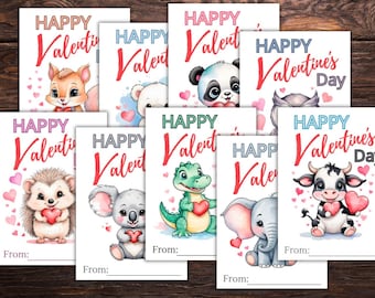 Classroom Valentine Cards, Cute Animal Valentine Printable