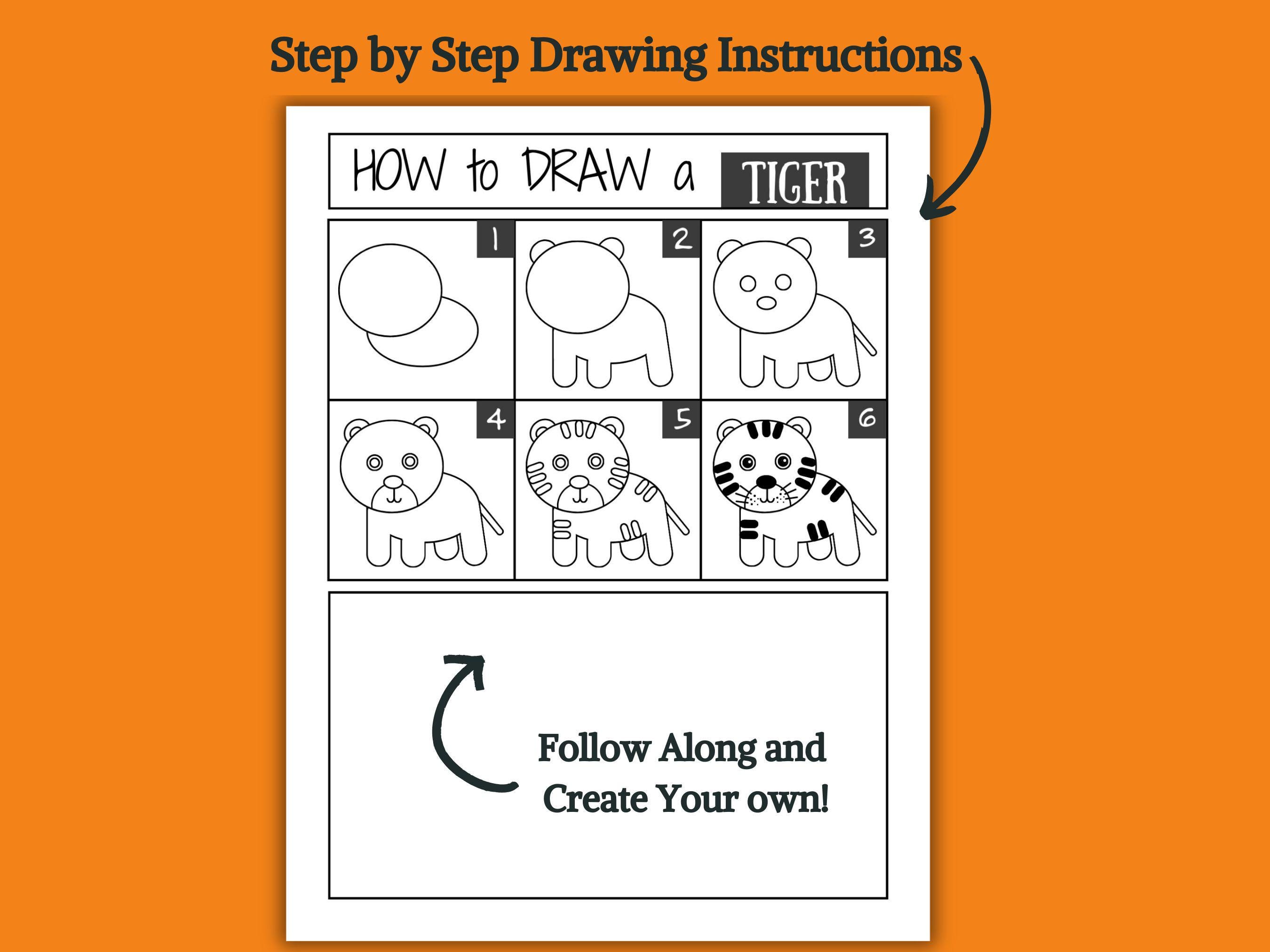 How to Draw Animals Tutorial for Kids. Step by Step Drawing Worksheets ...