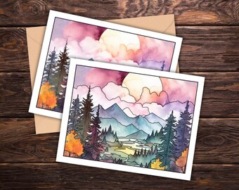 Reverse Coloring Card Printable, Watercolor Blank Inside Greeting Card