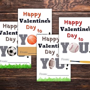 Afdrukbare Valentijnsdagkaarten voor sportsporten, valentijnskaarten in de klas en cadeaus voor leraren.
