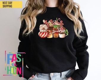 Christmas Gingerbread Coffee Sweatshirt,Gingerbread Christmas Drinks Jumper,Christmas Coffee Sweatshirt,Latte drink Crewneck,Christmas Sweat