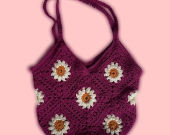 Daisy Totebag - Crochet - Handmade - Customizable
