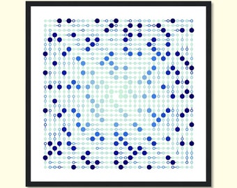 Ulam Spiral - Blue (16"x16"/12"x12" Math Poster)